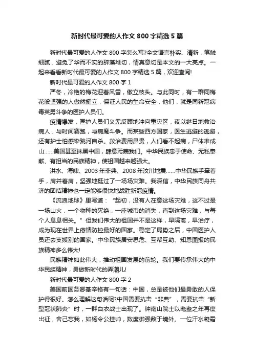 新时代最可爱的人作文800字精选5篇