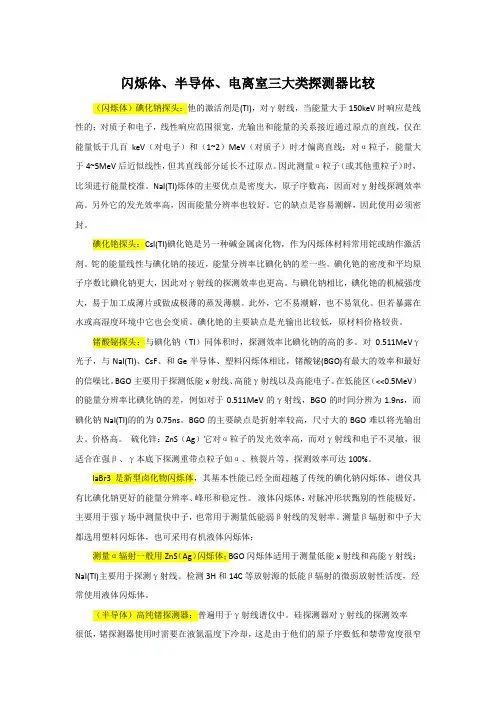闪烁体、半导体、电离室探测器比较