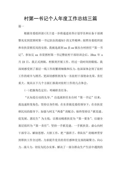 村第一书记个人年度工作总结三篇