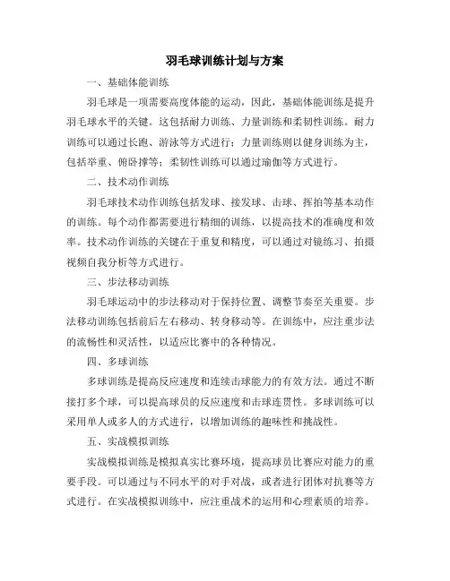 羽毛球训练计划与方案