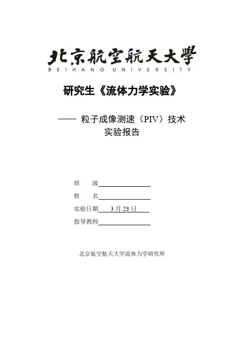 北京航空航天大学五系流体力学实验PIV实验报告