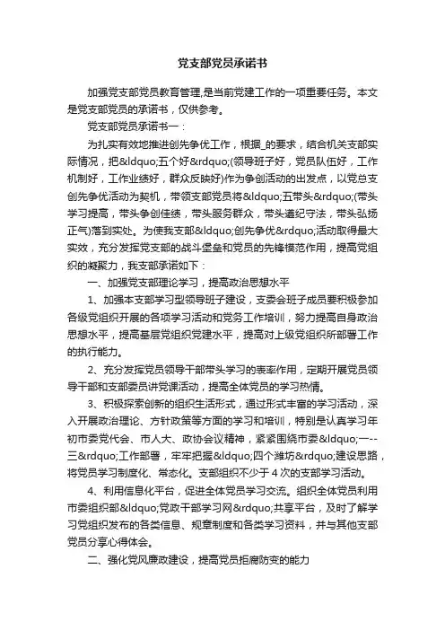 党支部党员承诺书