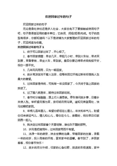 欢迎回家过年的句子