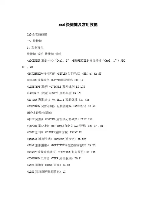 cad快捷键及常用技能