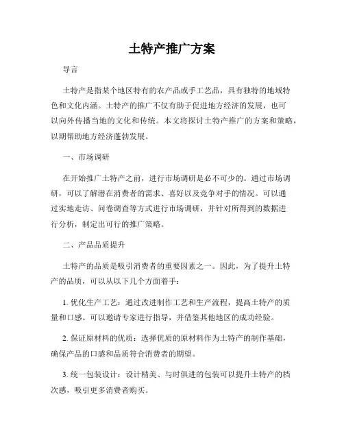 土特产推广方案