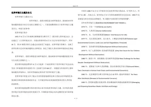 世界环境日主题及含义