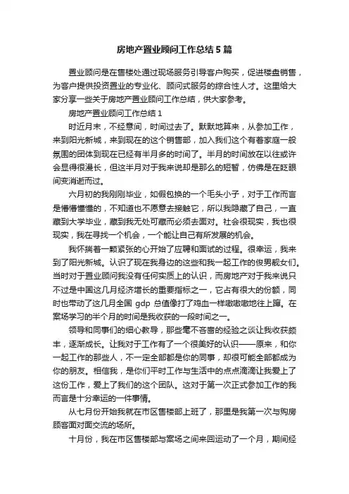 房地产置业顾问工作总结5篇