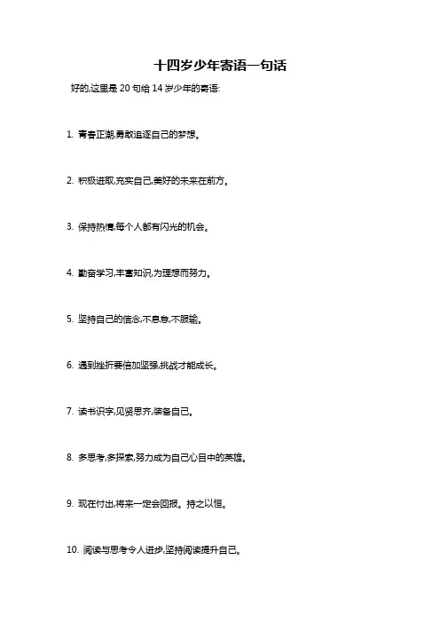十四岁少年寄语一句话