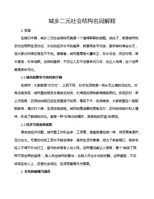 城乡二元社会结构名词解释