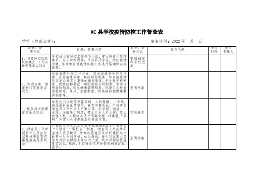 学校疫情防控督查表