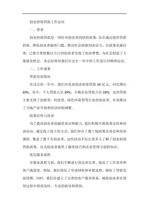 创业担保贷款总结