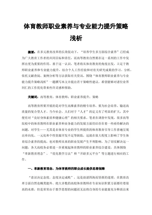 体育教师职业素养与专业能力提升策略浅析