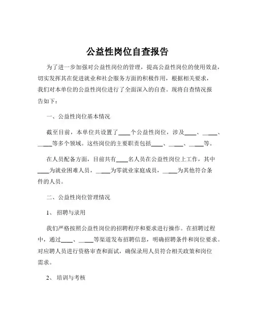 公益性岗位自查报告