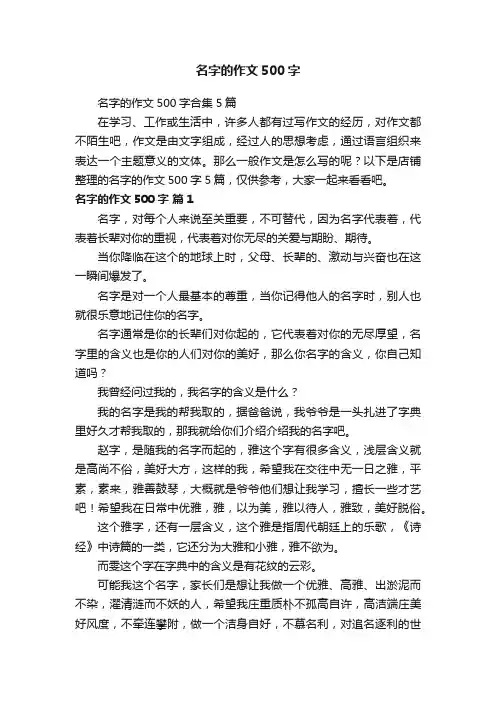 名字的作文500字