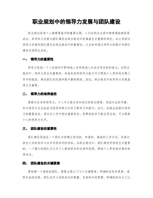 职业规划中的领导力发展与团队建设