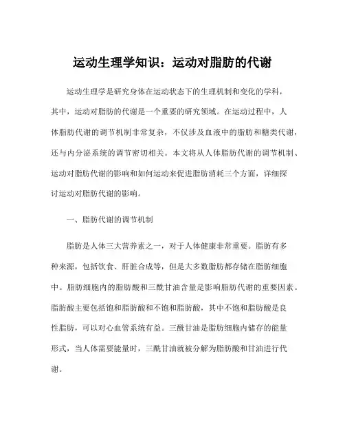 运动生理学知识：运动对脂肪的代谢