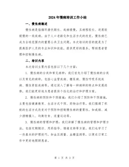 2024年慢病培训工作小结