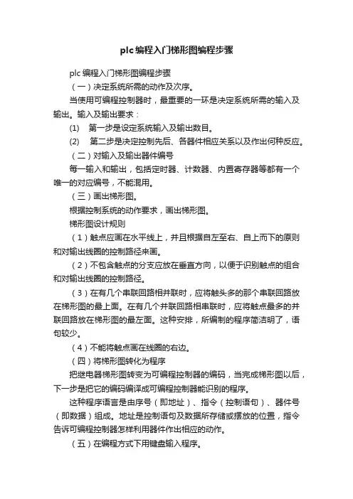 plc编程入门梯形图编程步骤