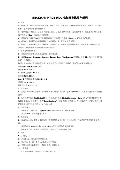 毛细管电泳操作规程