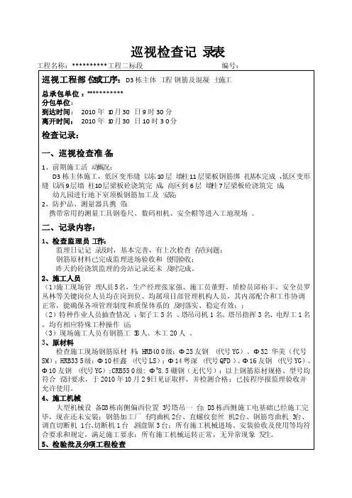 监理巡视检查记录