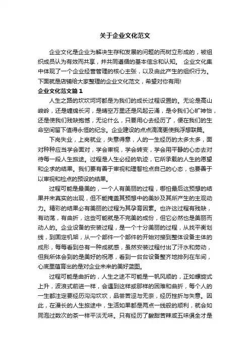 关于企业文化范文