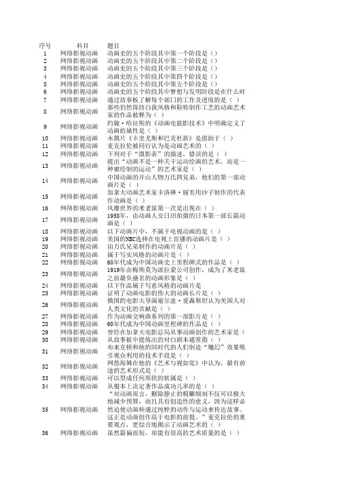 网络影视动画(题库100道)