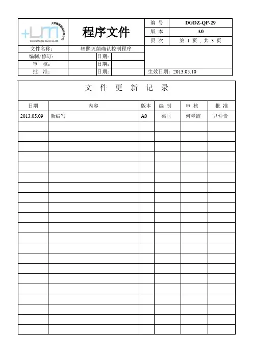 DGDZ-QP-29 辐照灭菌确认控制程序