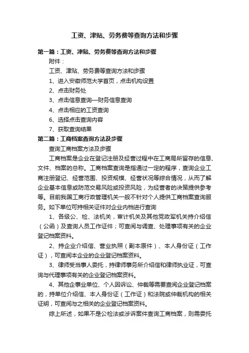 工资、津贴、劳务费等查询方法和步骤