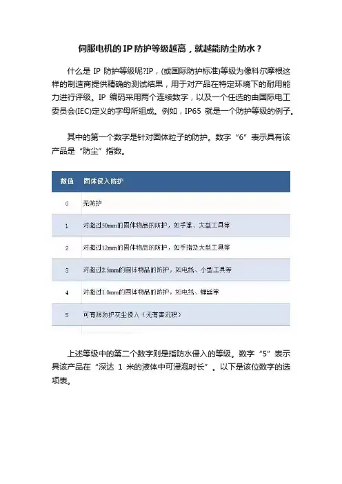 伺服电机的IP防护等级越高，就越能防尘防水？