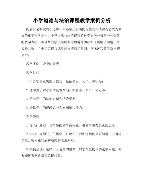 小学道德与法治课程教学案例分析