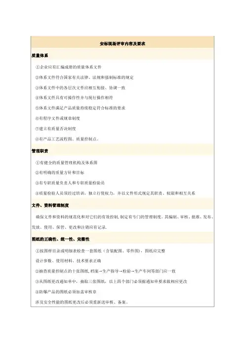 安标现场评审内容及要求