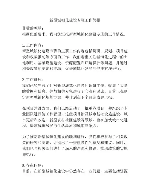 新型城镇化建设专班工作简报