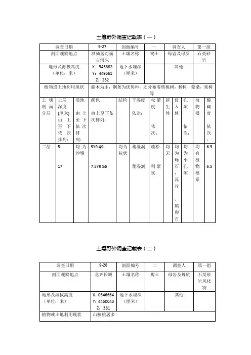 土壤野外调查记载表-综合