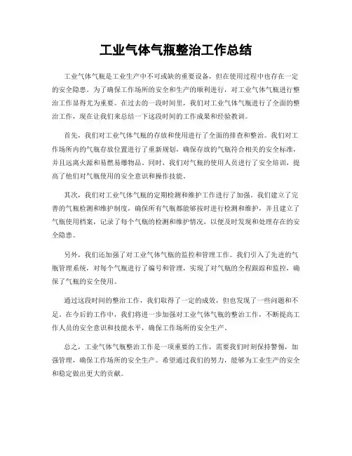 工业气体气瓶整治工作总结
