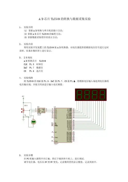 TLC549模数转换器的控制实验