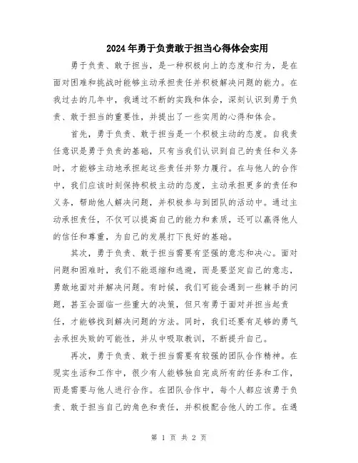 2024年勇于负责敢于担当心得体会实用