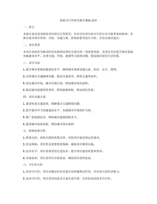 新版可行性研究报告模板 政府