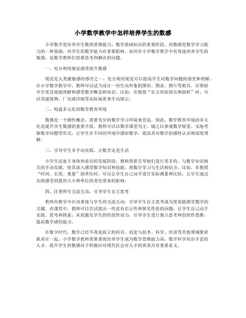 小学数学教学中怎样培养学生的数感