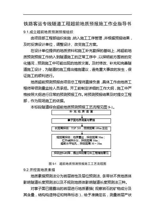 铁路客运专线隧道工程超前地质预报施工作业指导书