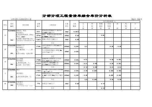 污泥脱水间-分部分项工程量清单综合单价分析表