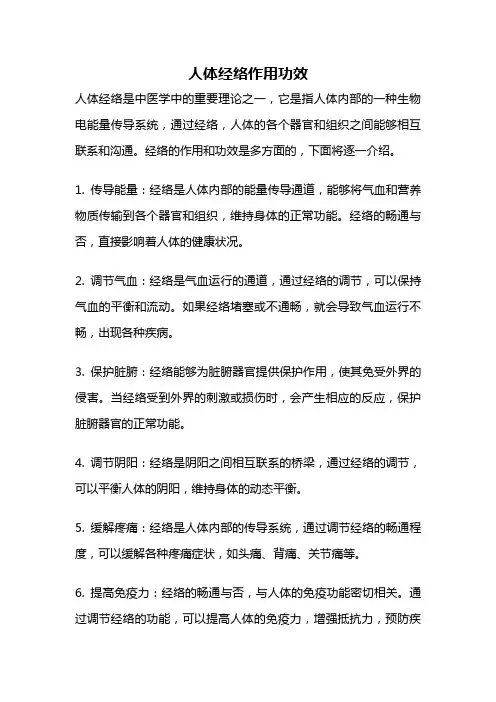 人体经络作用功效