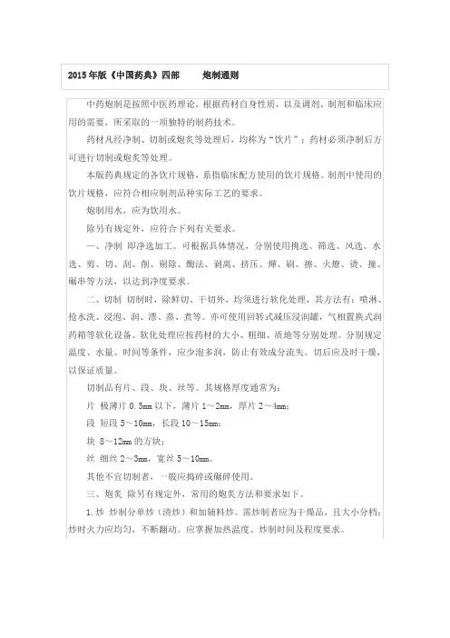 2015中国药典-炮制规范
