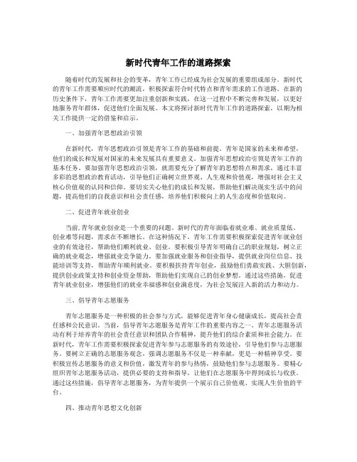 新时代青年工作的道路探索