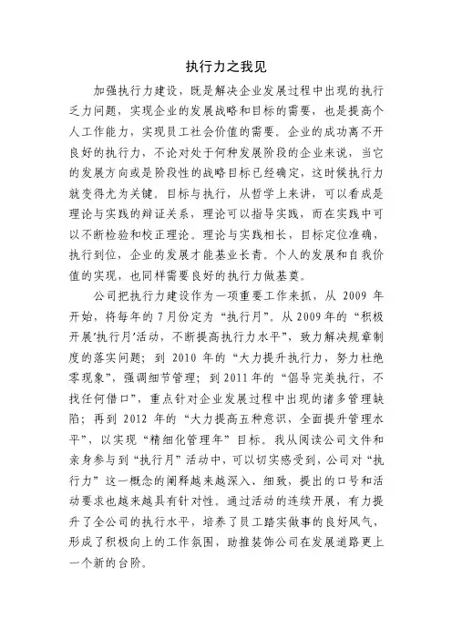 执行力之我见