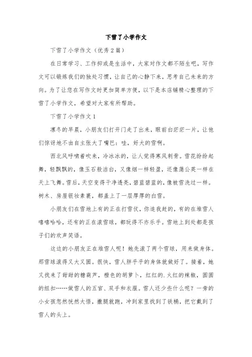 下雪了小学作文
