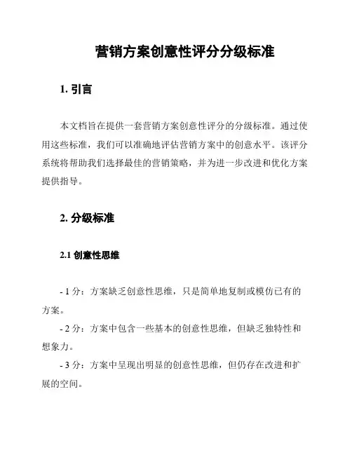 营销方案创意性评分分级标准