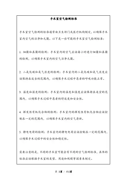 手术室空气检测标准
