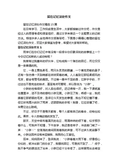 留在记忆深处作文精选15篇