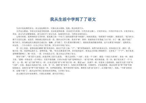 初中生优秀作文： 我从生活中学到了了语文