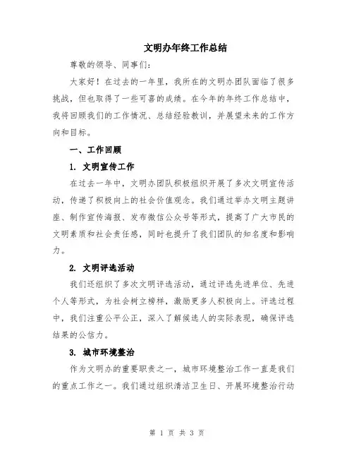 文明办年终工作总结
